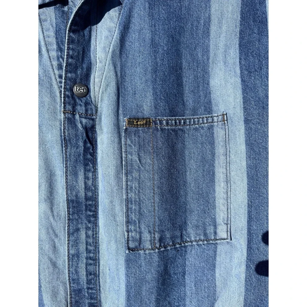 Vintage Lee Union‎ Alls Denim Romper XL Striped Workwear Shortalls 90s